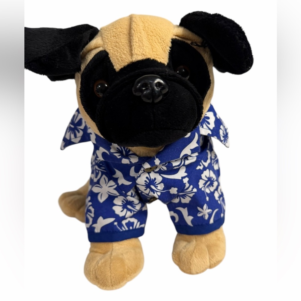 Blue Hawaiian Floral Dog Collared Shirt size S